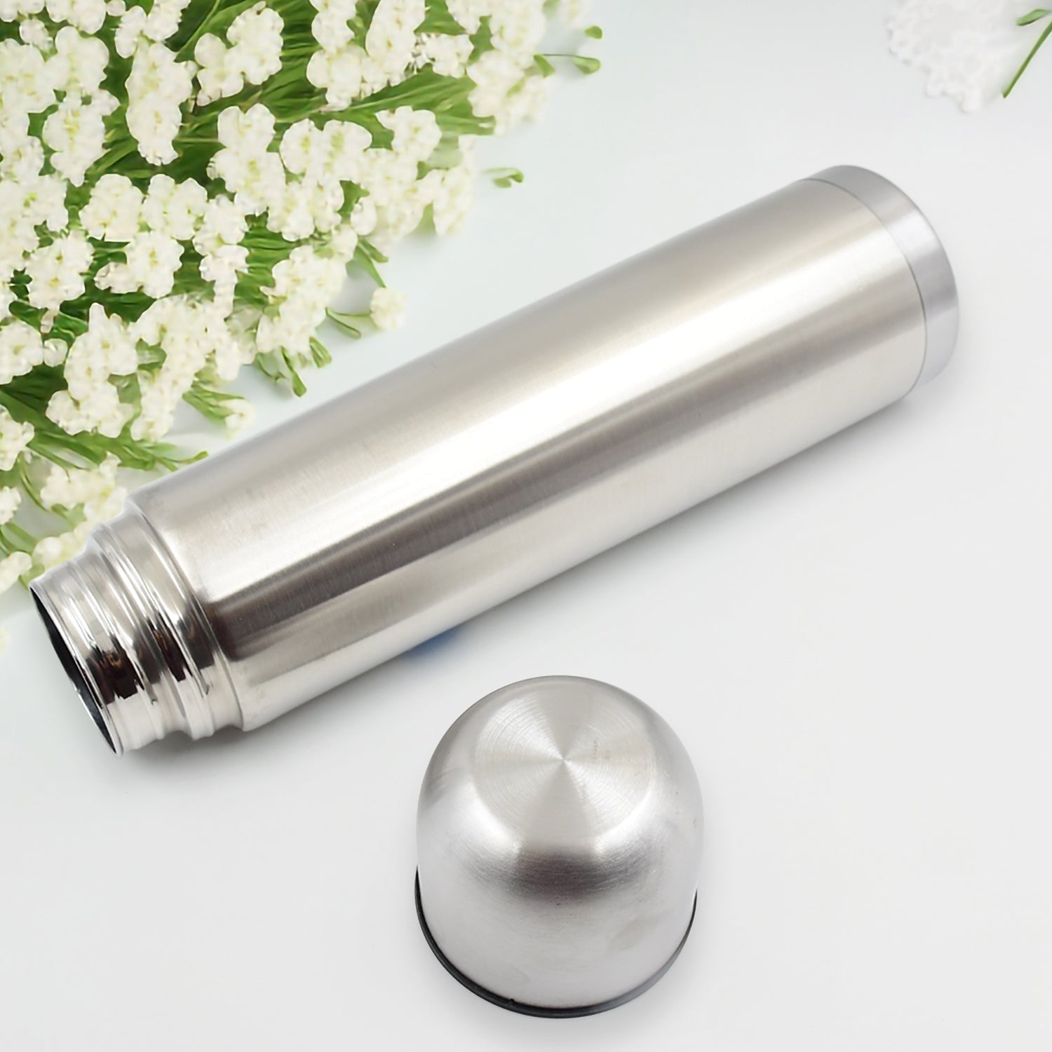 Vacuum Flask With Cover, 18/8 Stainless Steel | Hot and Cold Water Bottle with Push-Down Lid | Double Walled Stainless Steel Bottle for Travel, Home, Office, School, Picnic (750 ML) Vacuum Flask With Cover, 18/8 Stainless Steel | Hot and Cold Water Bottle with Push-Down Lid | Double Walled Stainless Steel Bottle for Travel, Home, Office, School, Picnic (750 ML)
